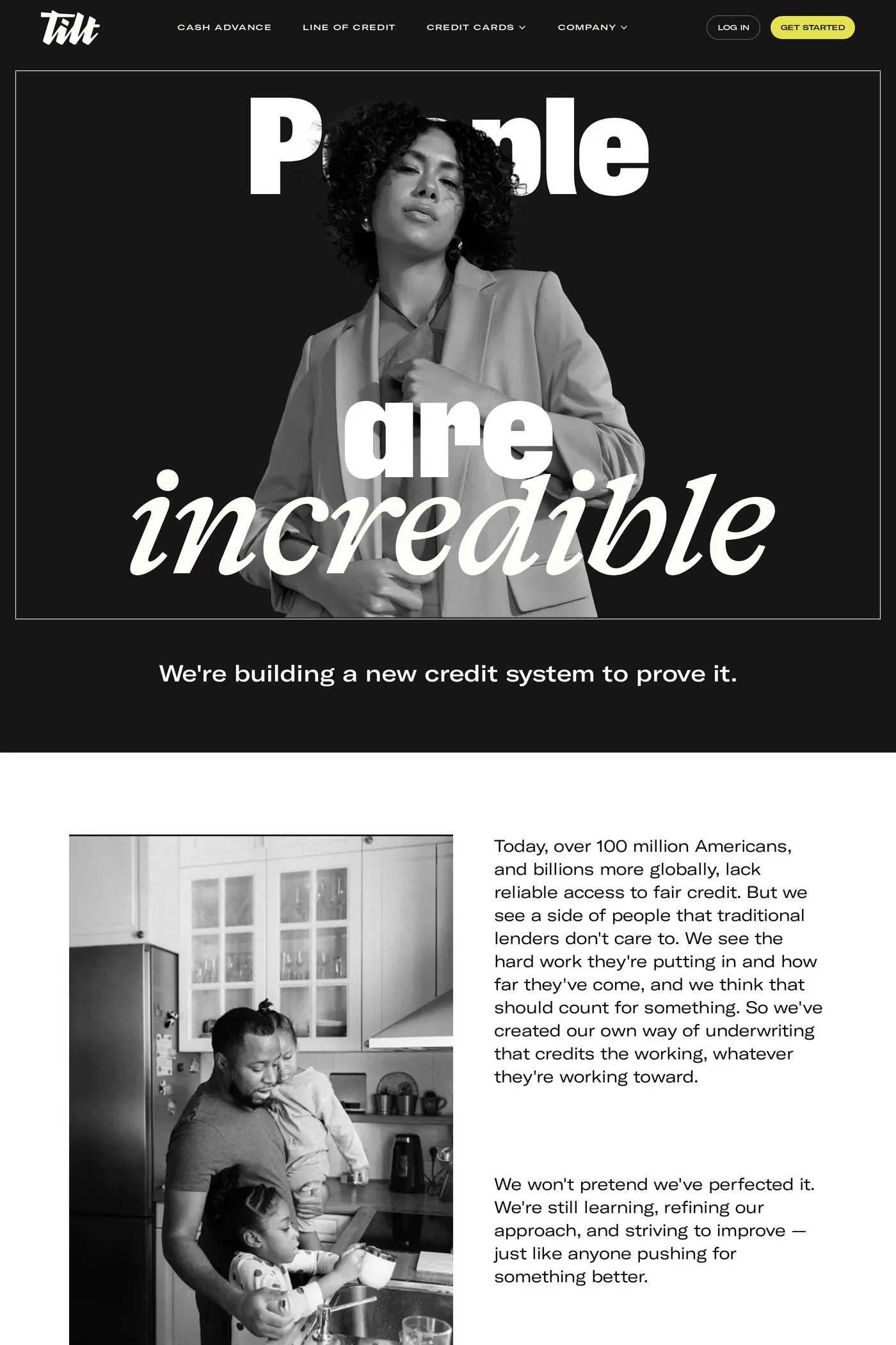 Tilt — screenshot of the about page