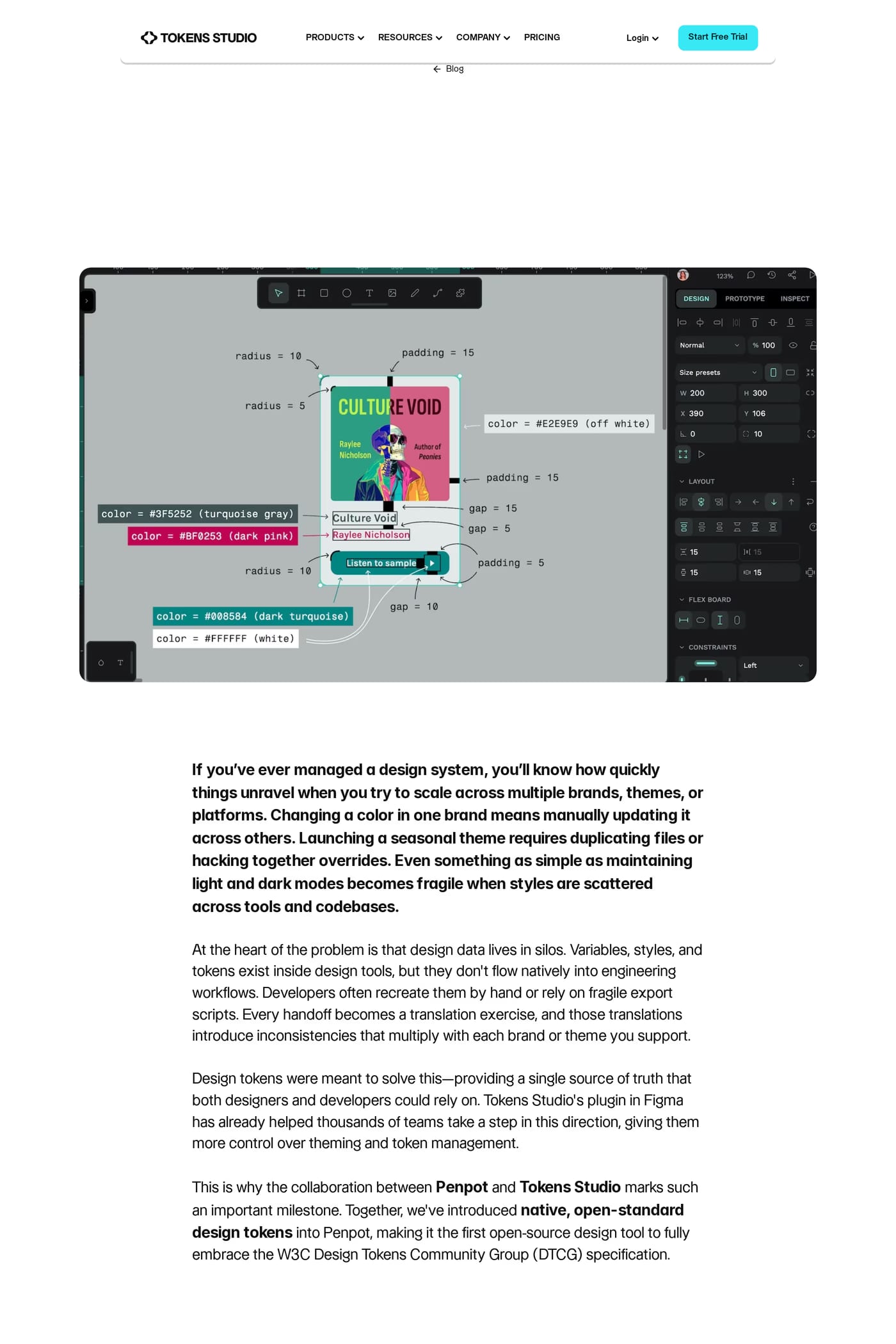 Tokens Studio blog page