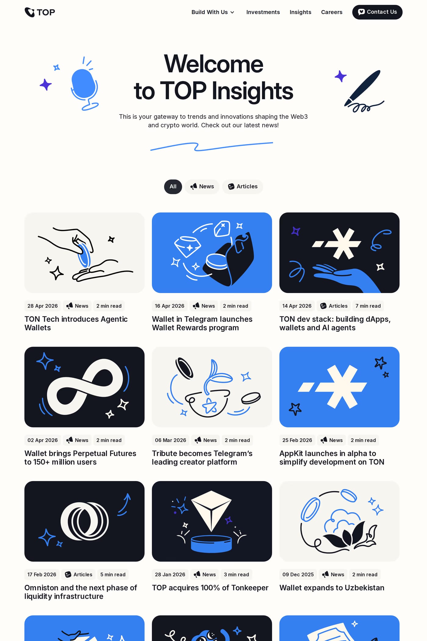TOP — screenshot of the blog page