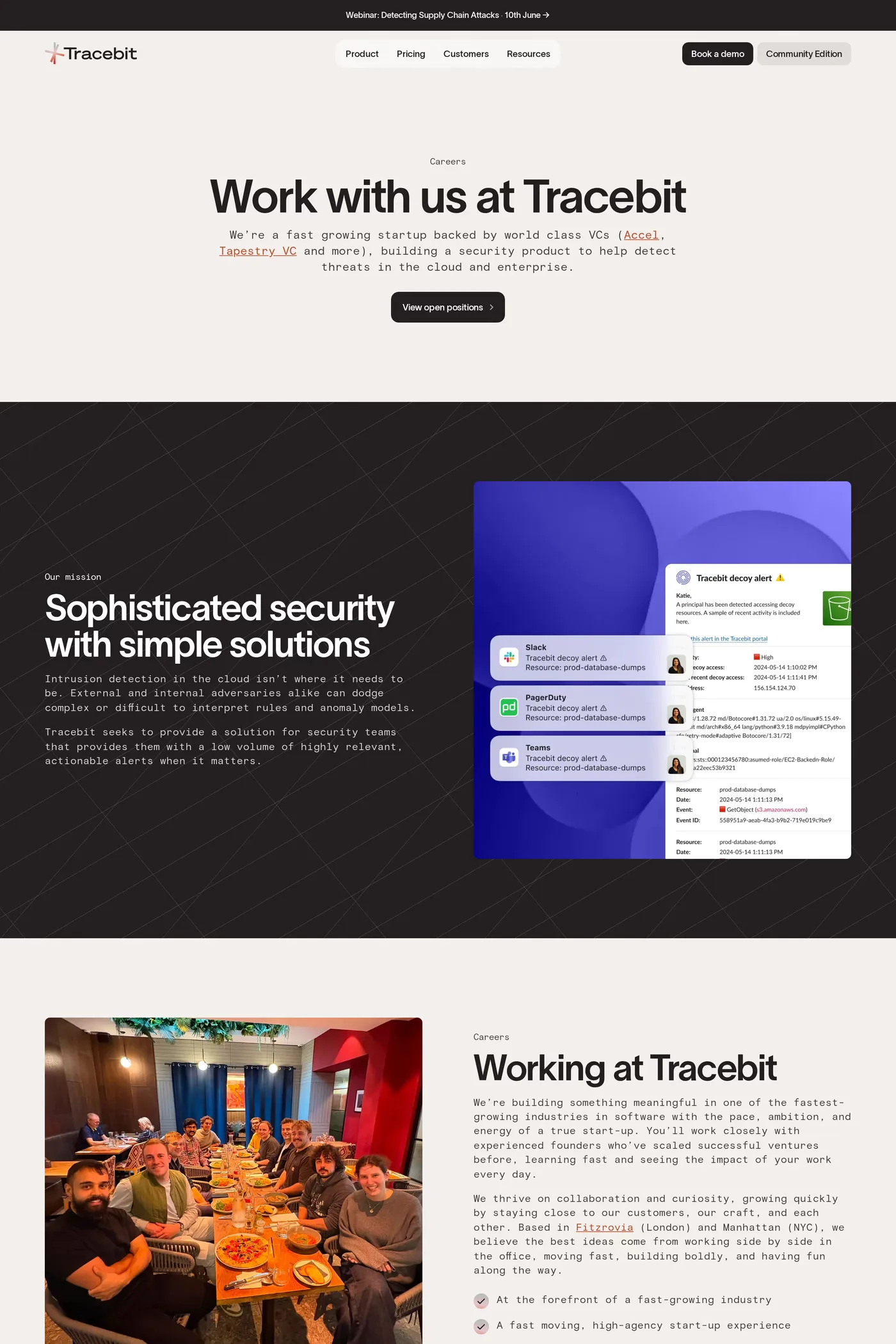 Tracebit — screenshot of the careers page
