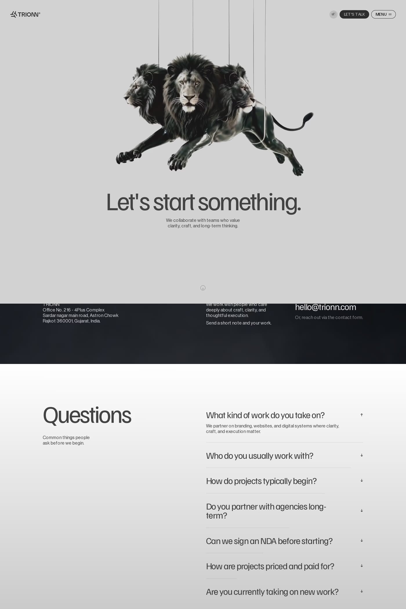 Trionn contact page