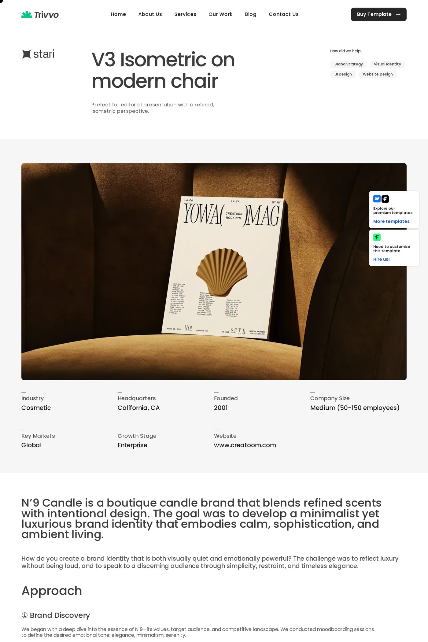 Trivvo — screenshot of the work page