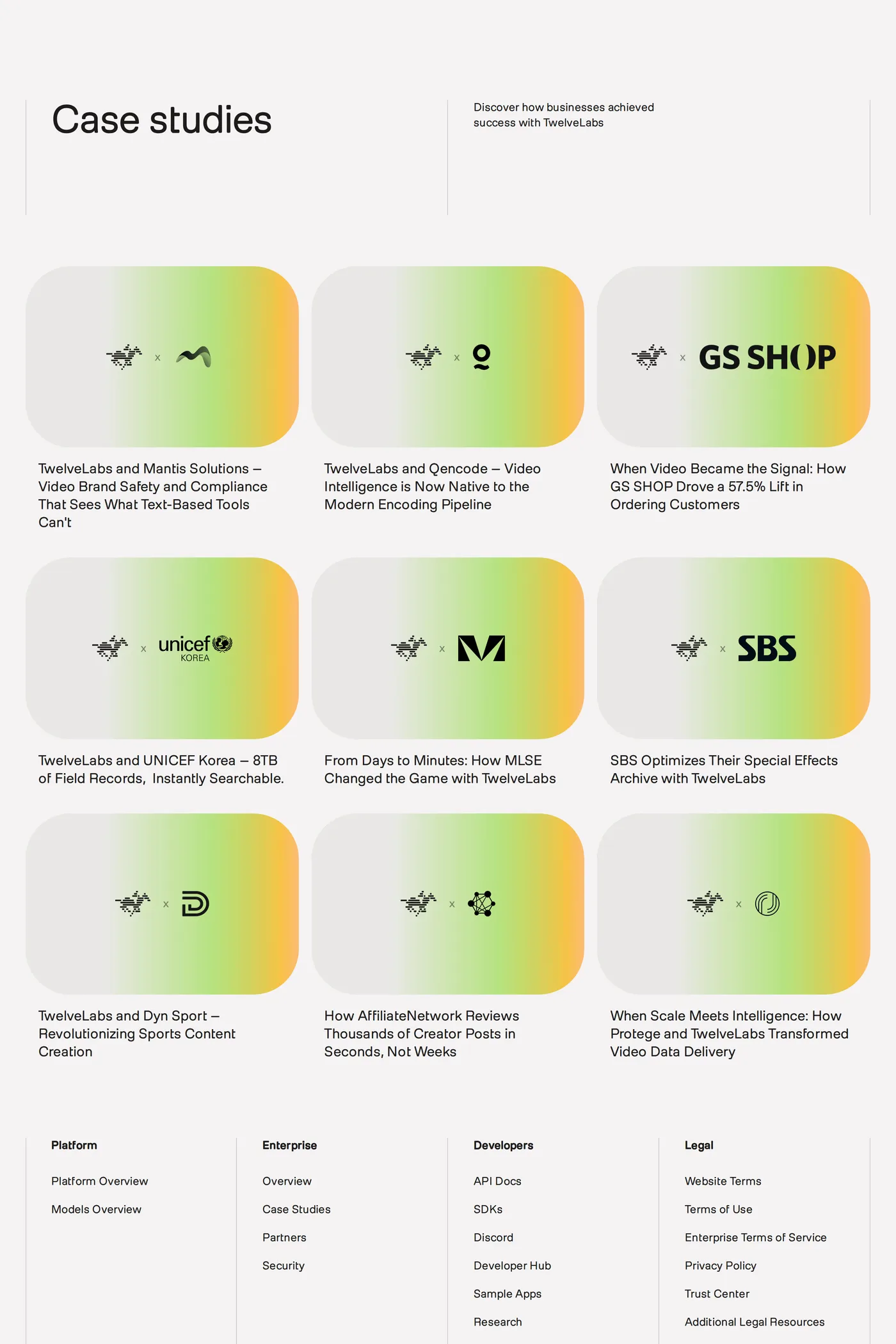 TwelveLabs — screenshot of the case studies page