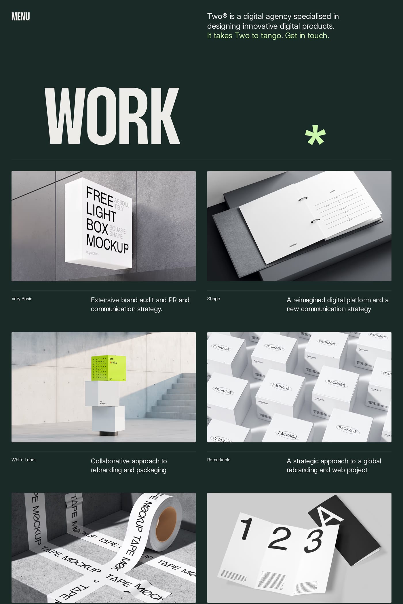 Two — screenshot of the work page