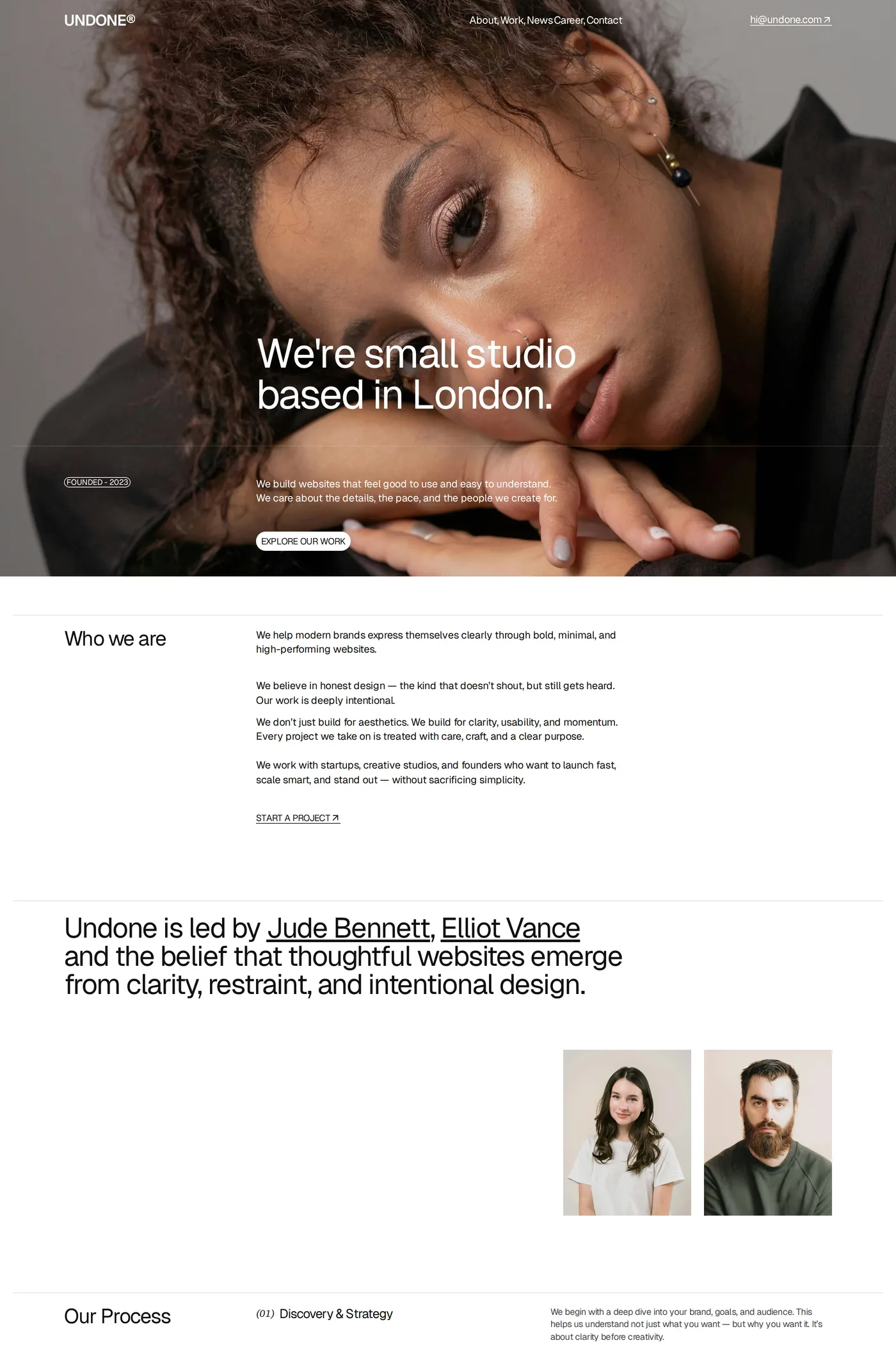 Undone — screenshot of the about page