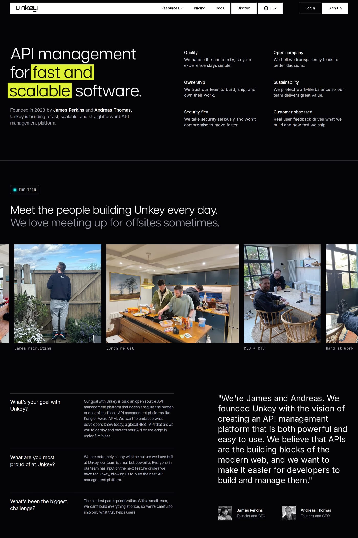 Unkey — screenshot of the about page