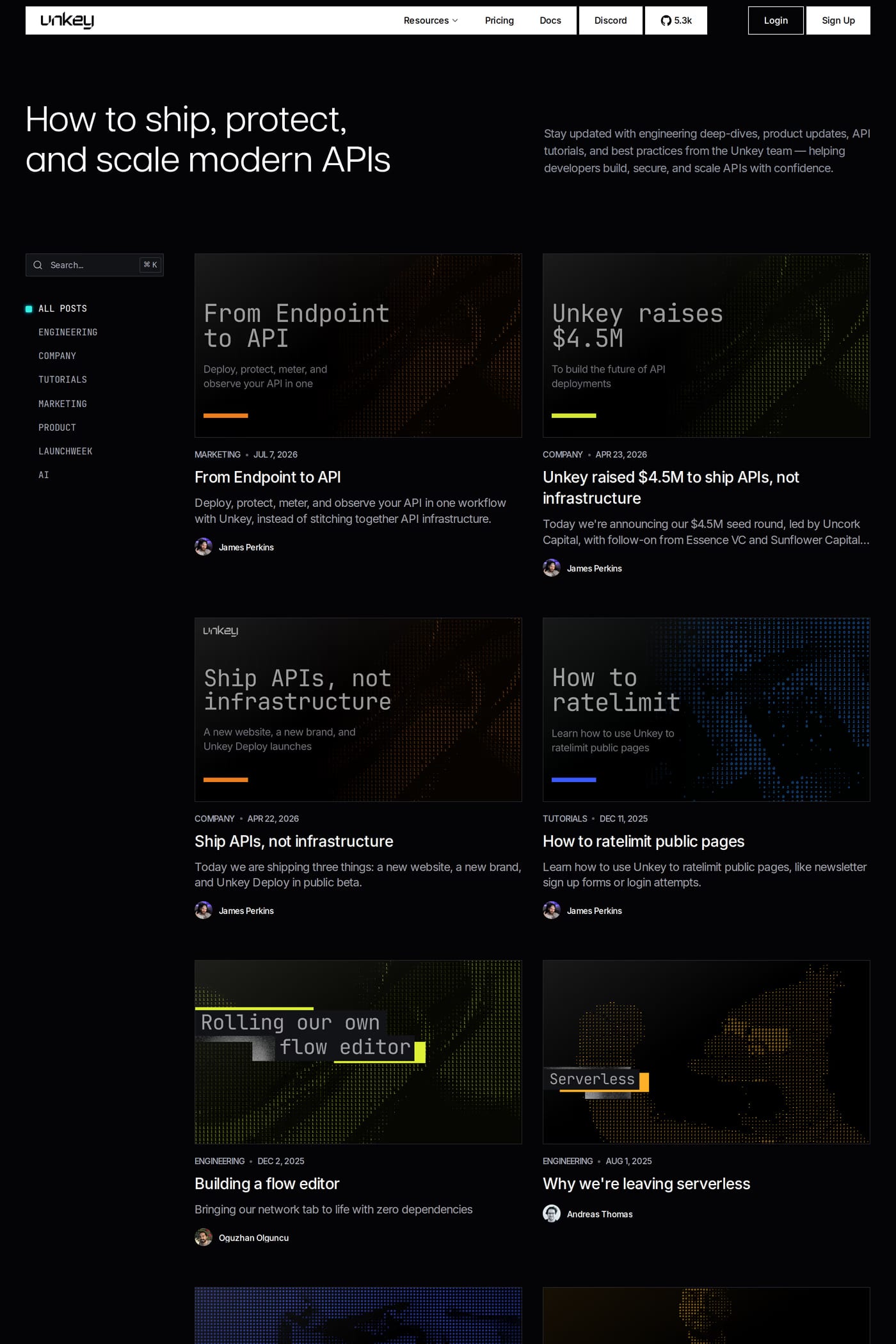 Unkey blog page