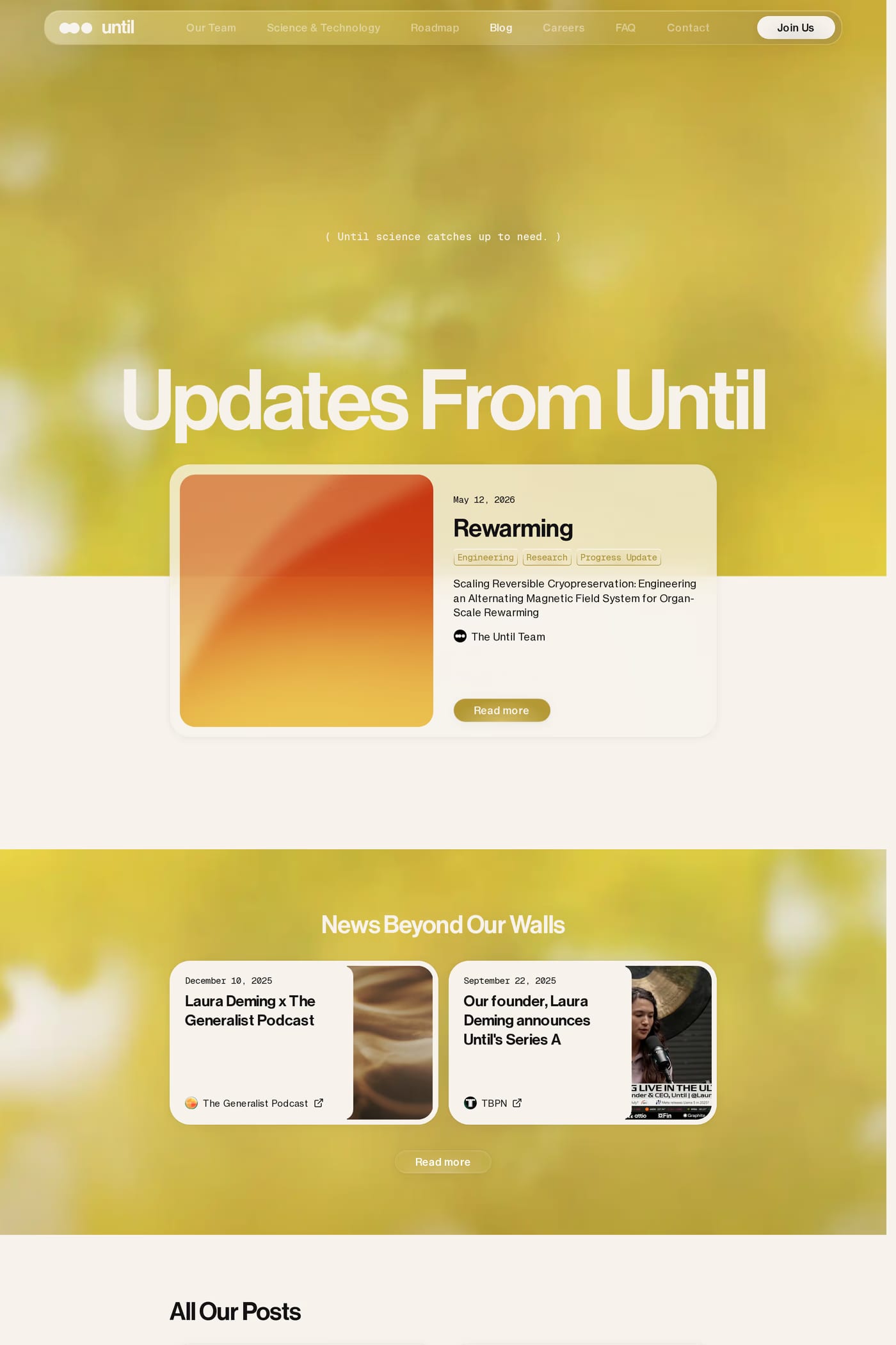 Until — screenshot of the blog page