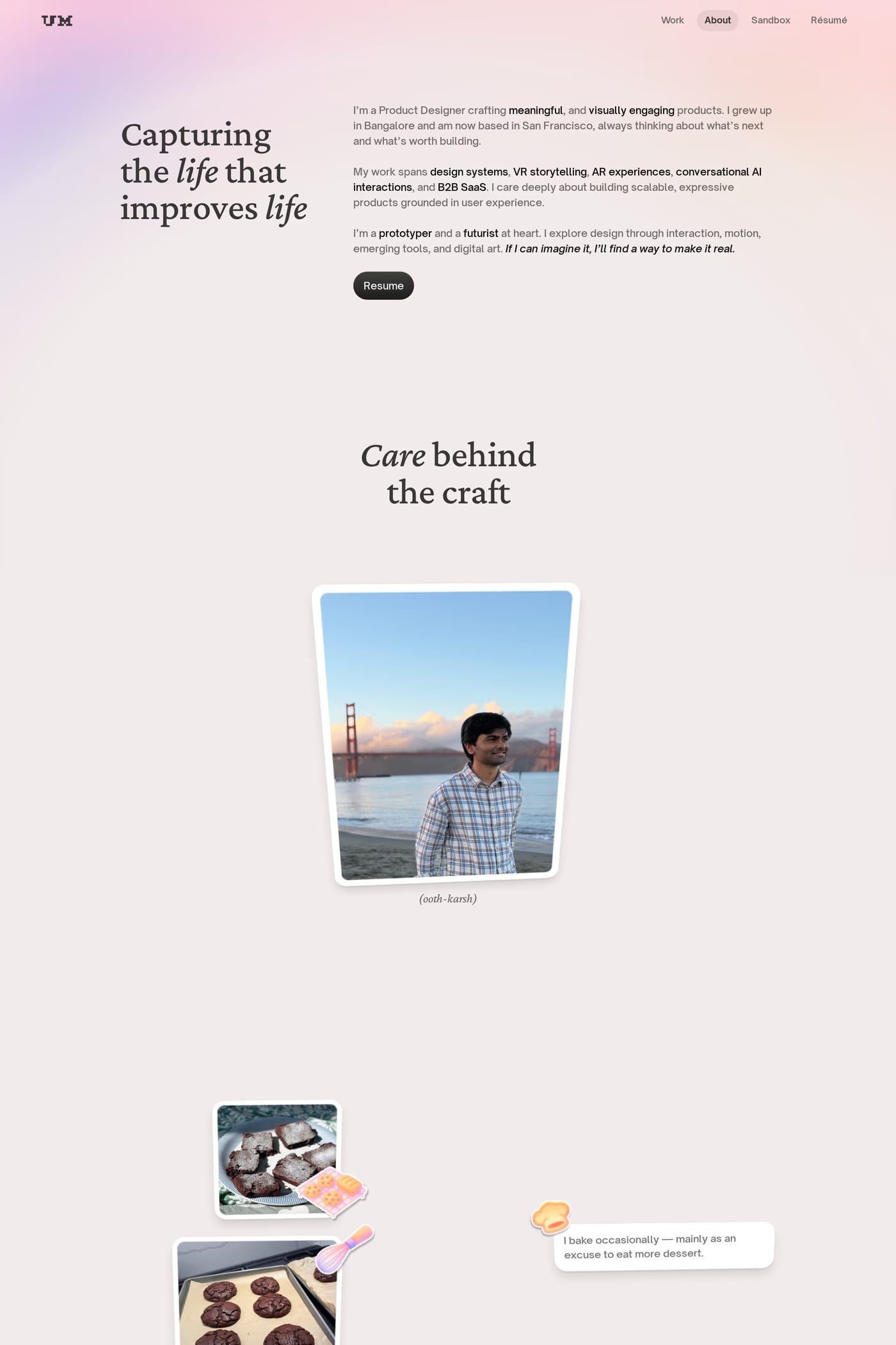Uttkarsh Mandaknale — screenshot of the about page