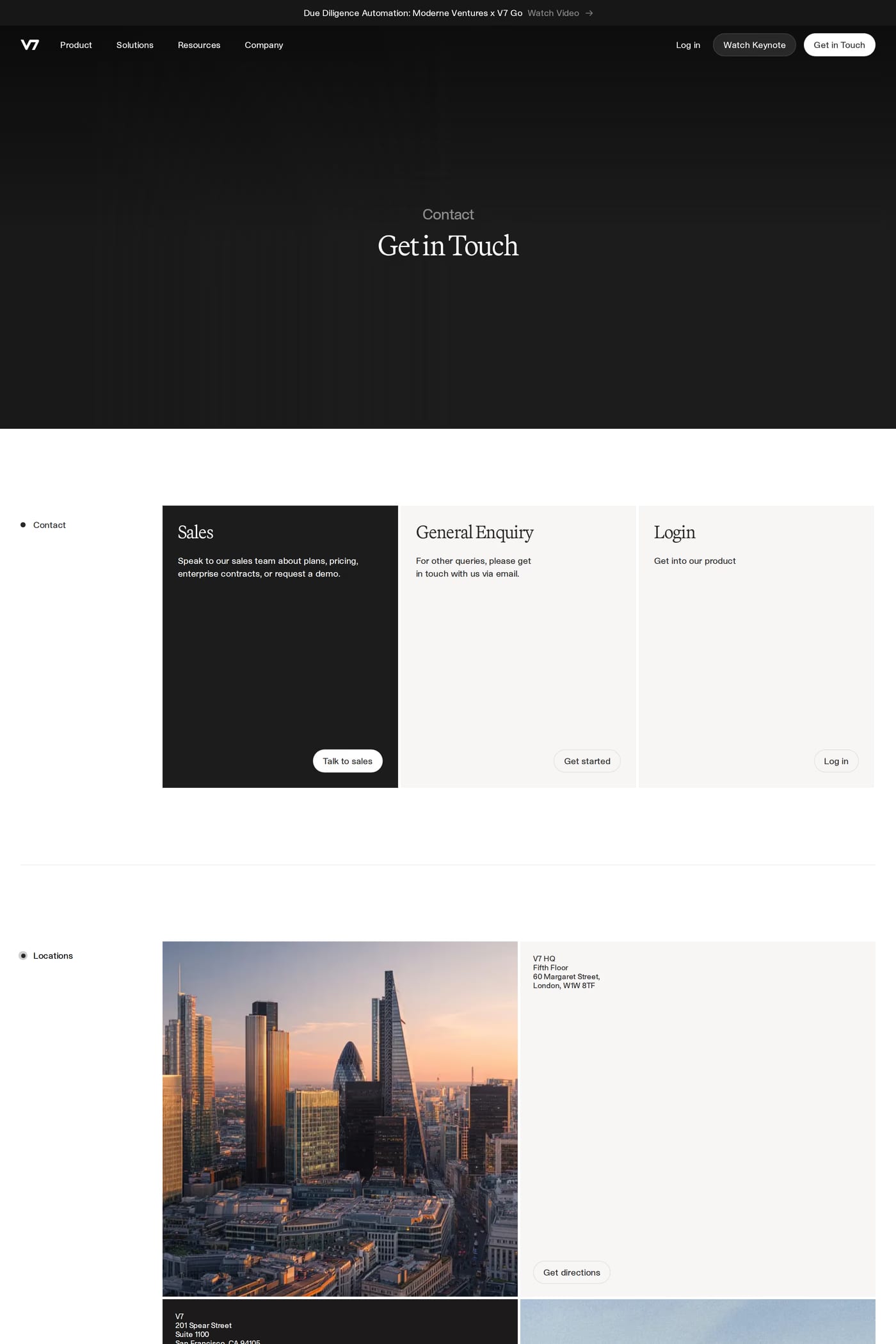 V7 Go contact page