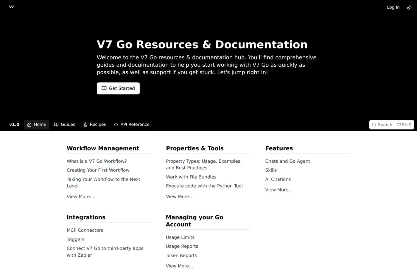 V7 Go docs page