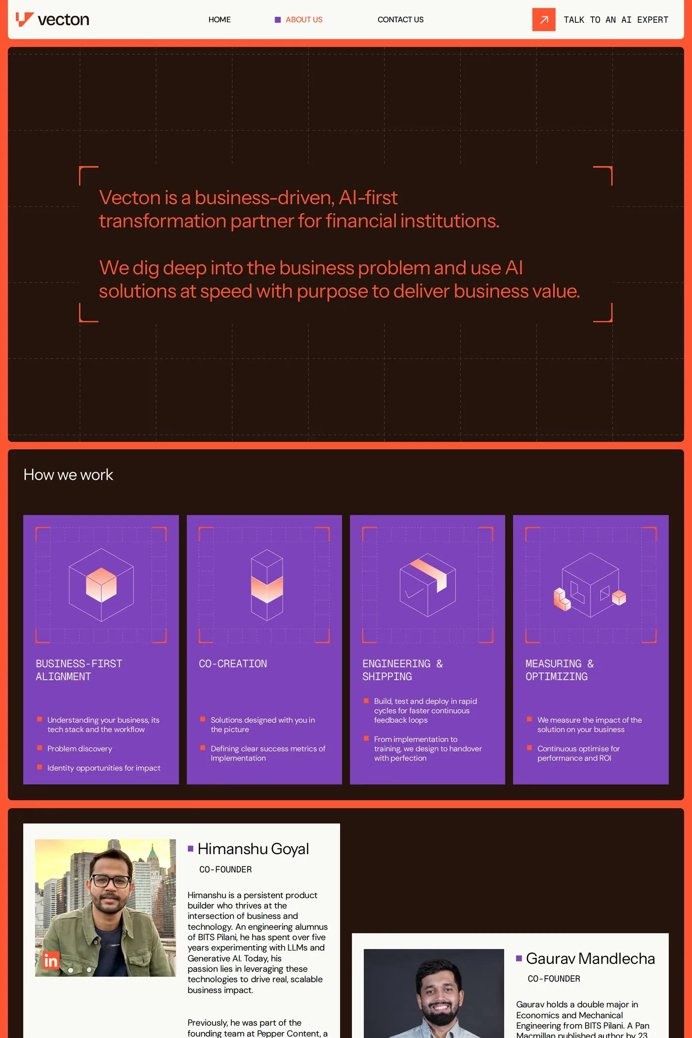 Vecton — screenshot of the about page