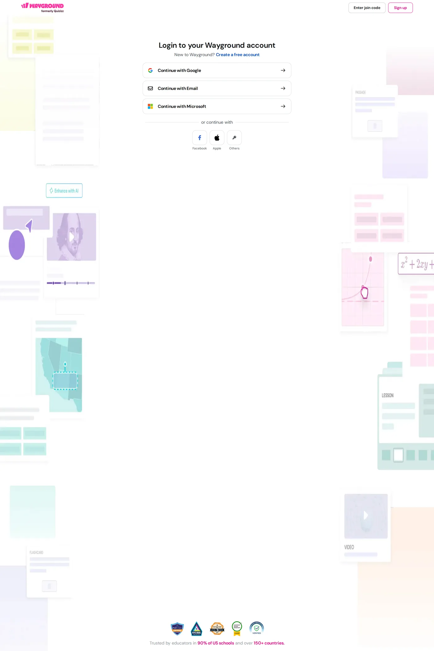 Wayground — screenshot of the login page