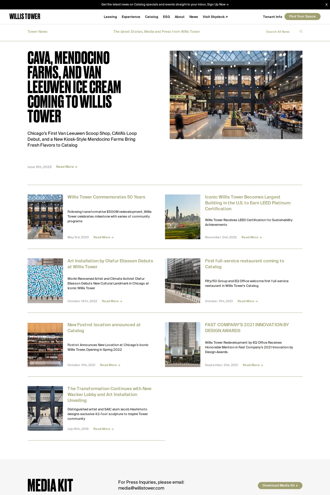 Willis Tower — screenshot of the blog page