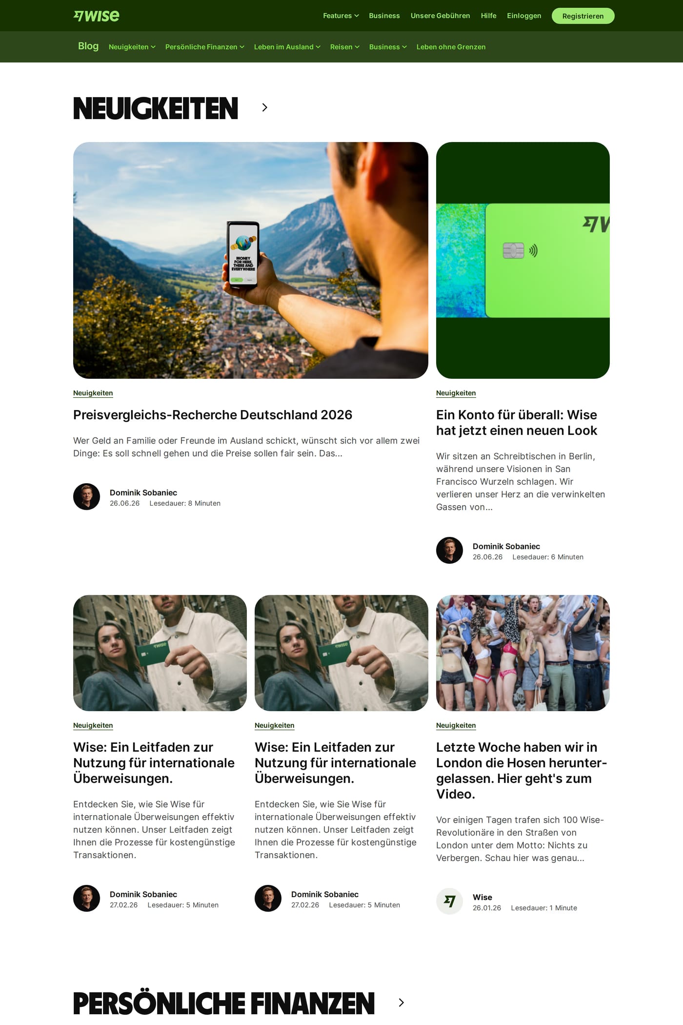 Wise blog page