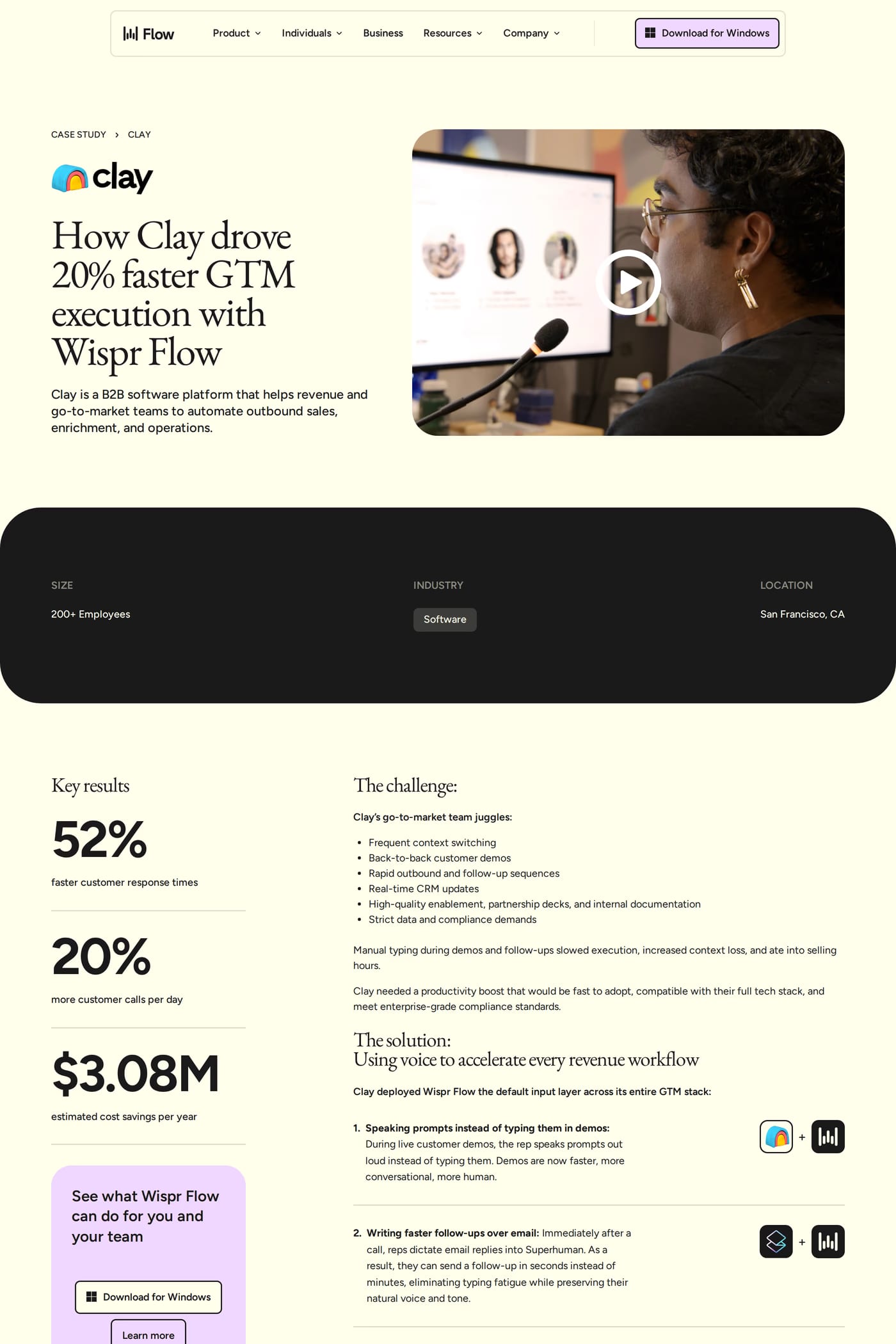 Wispr Flow case studies page