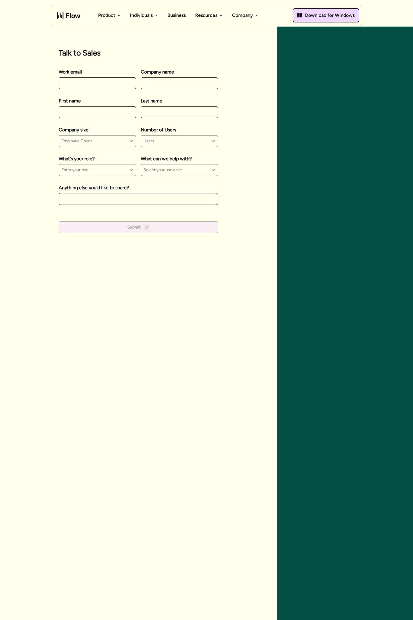 Wispr Flow contact page