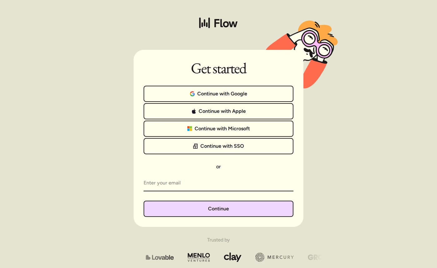 Wispr Flow sign up page