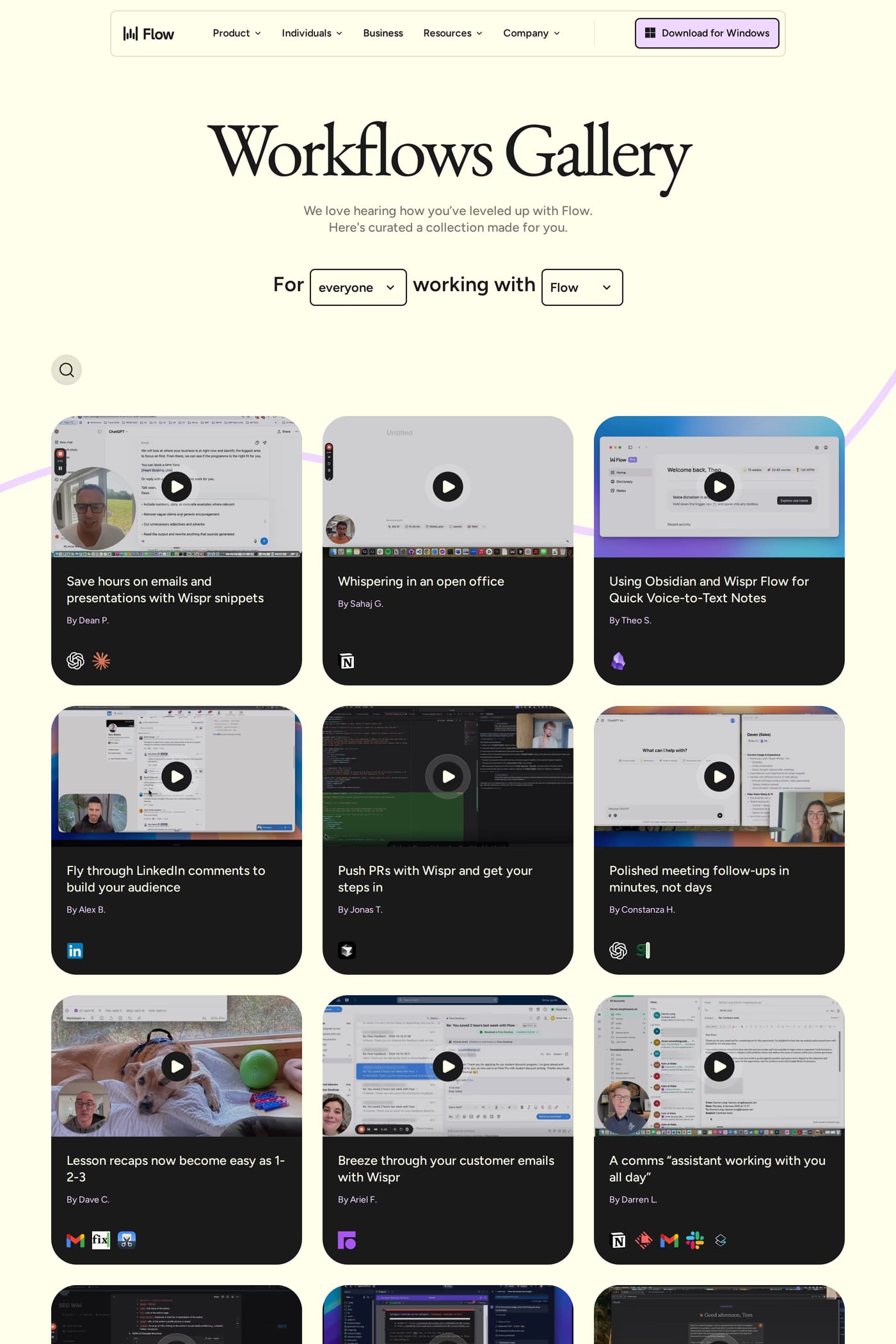 Wispr Flow work page