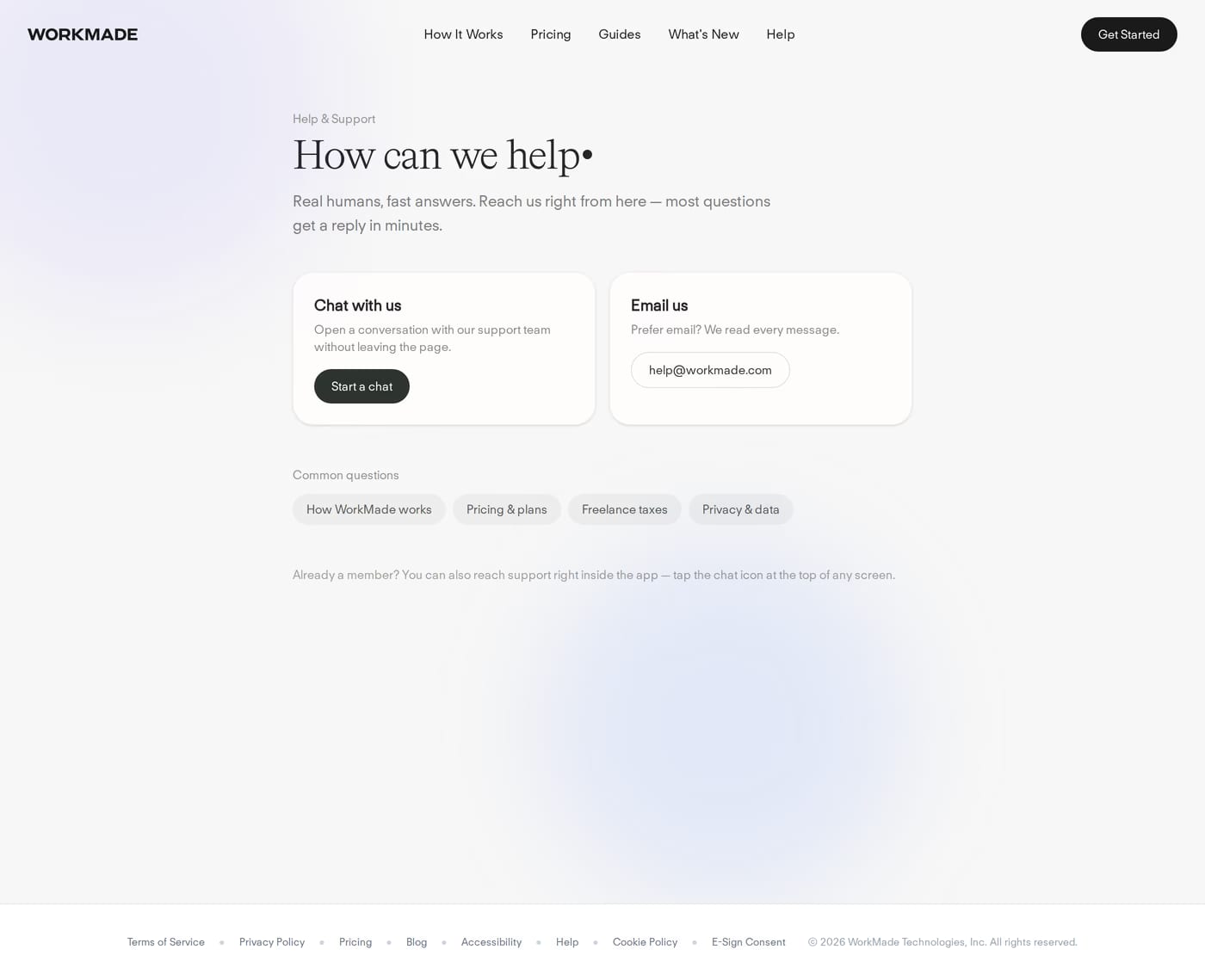 WorkMade contact page
