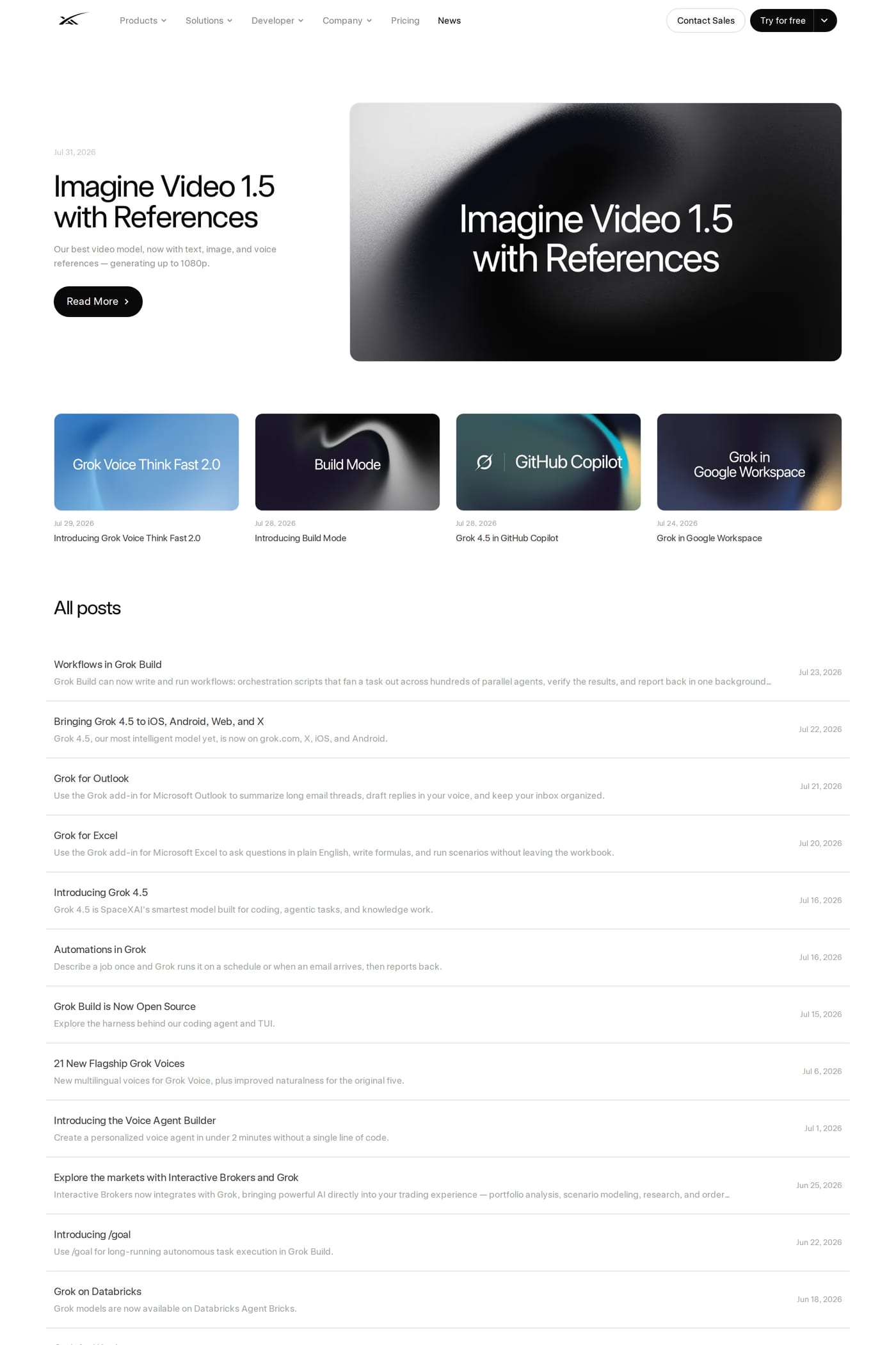 xAI blog page