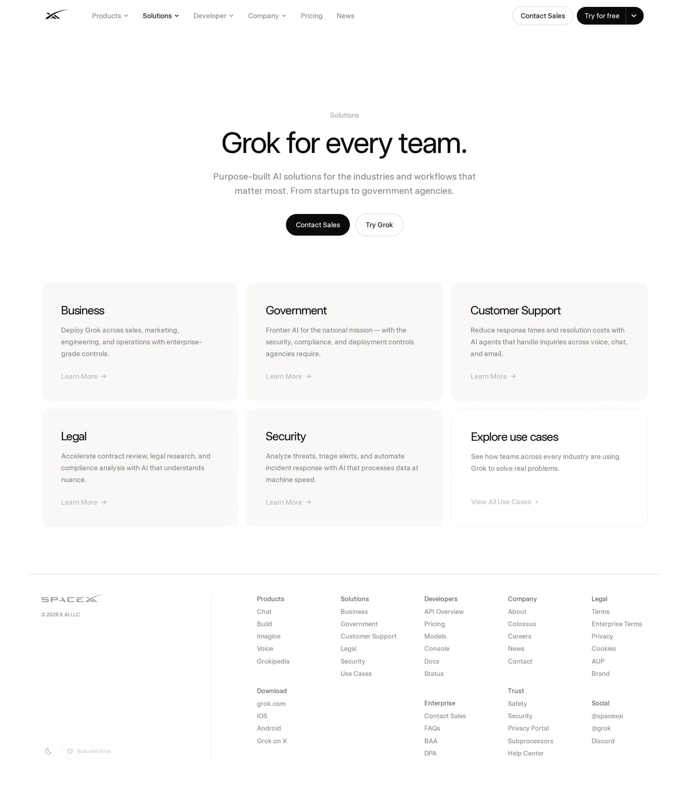 xAI features page