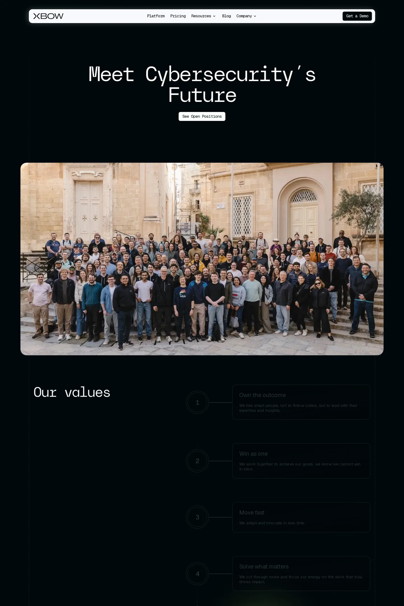 XBOW — screenshot of the about page