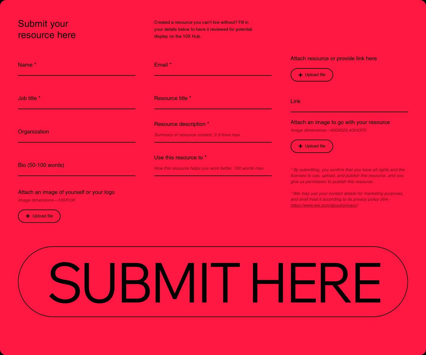 10×Designers — screenshot of the call to action section