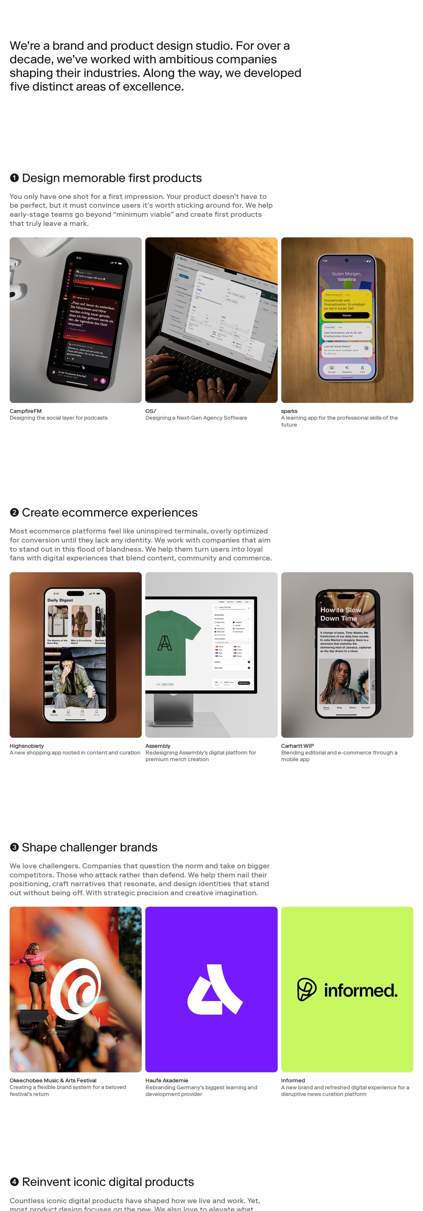 A Color Bright — screenshot of the portfolio section