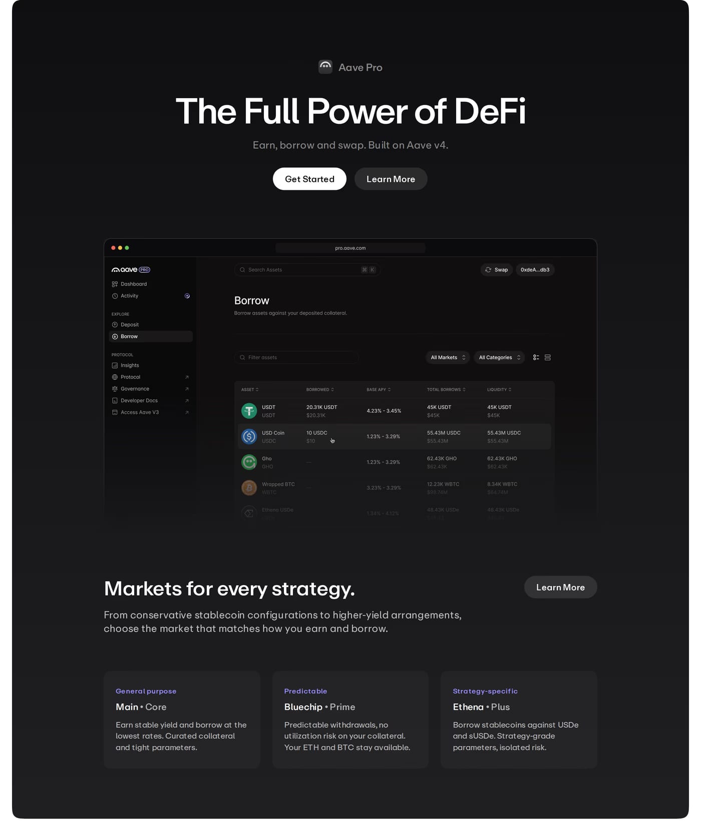Aave — screenshot of the hero section