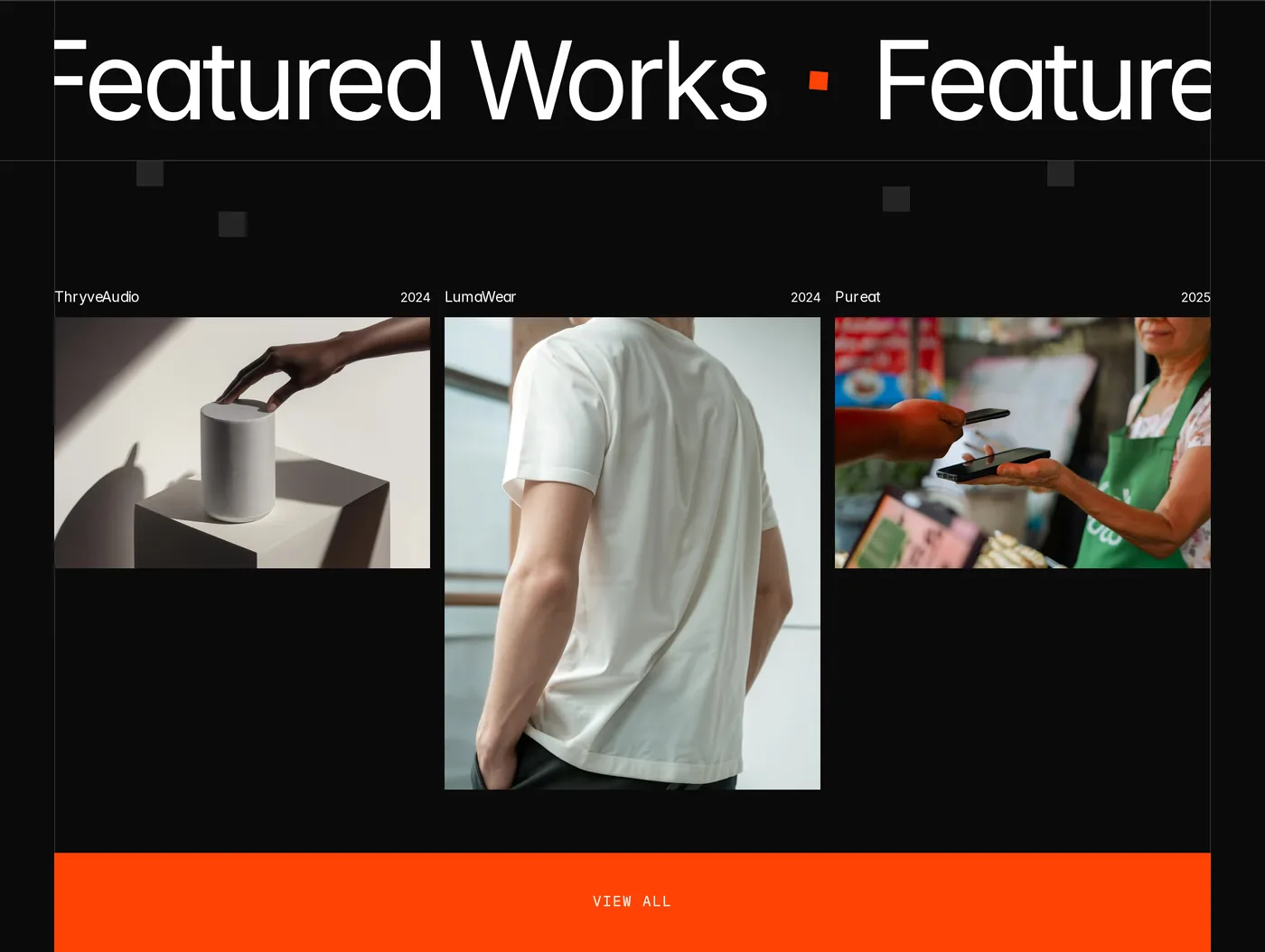 Agena — screenshot of the portfolio section