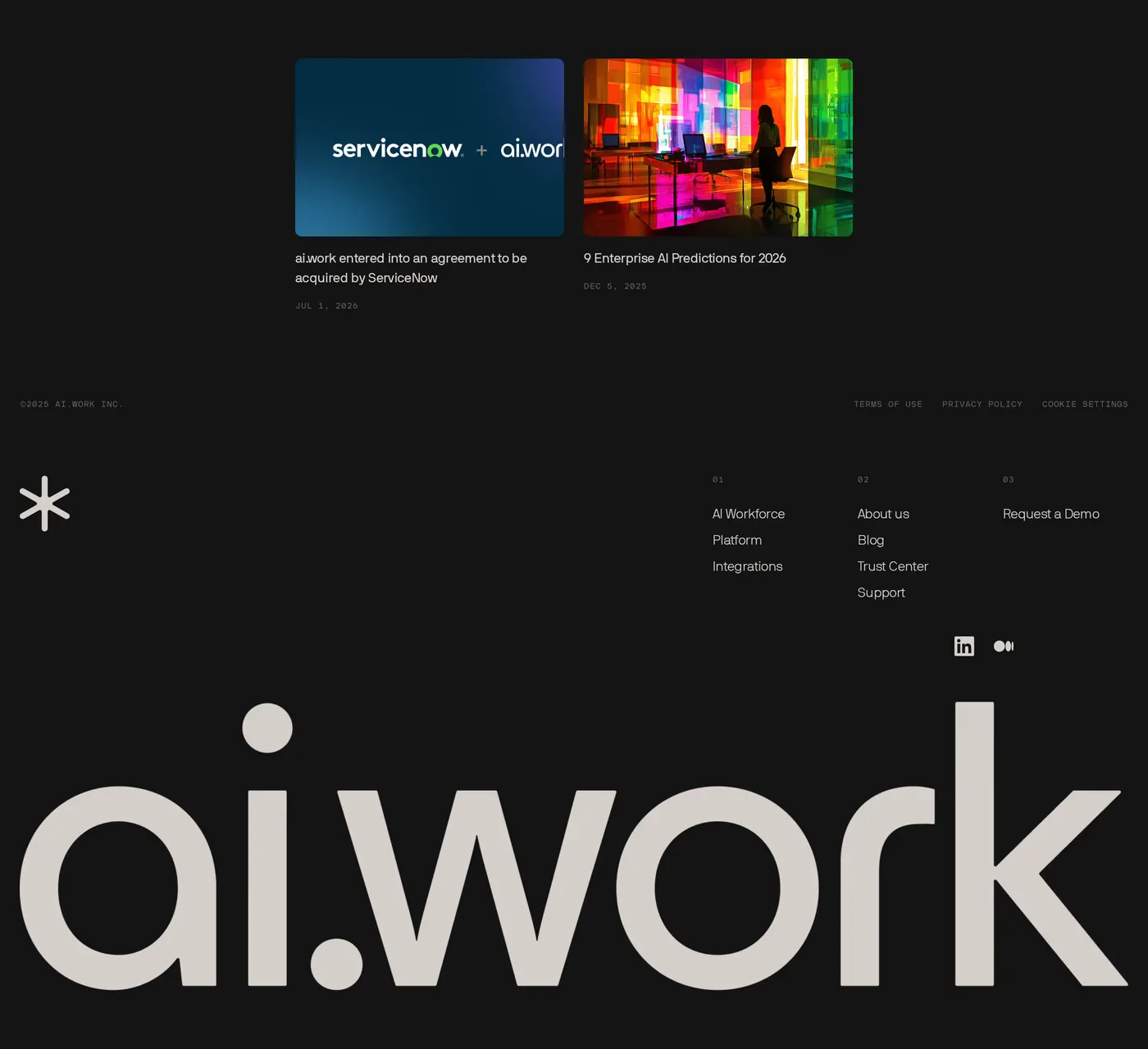 ai.work — screenshot of the footer section