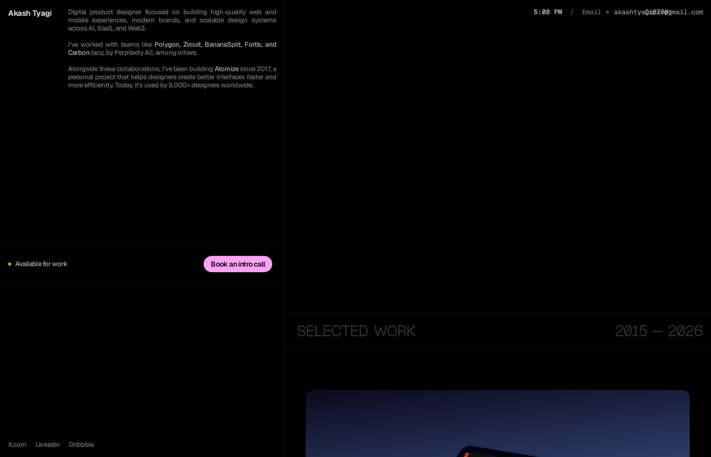 Akash Tyagi Portfolio section