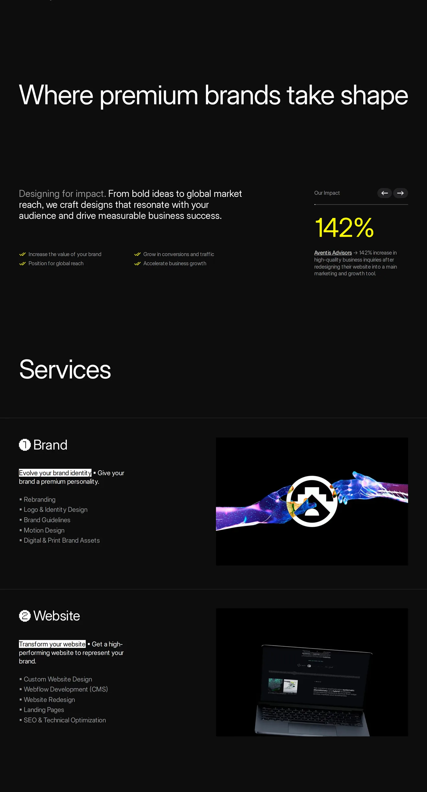 Alphamark — screenshot of the services section