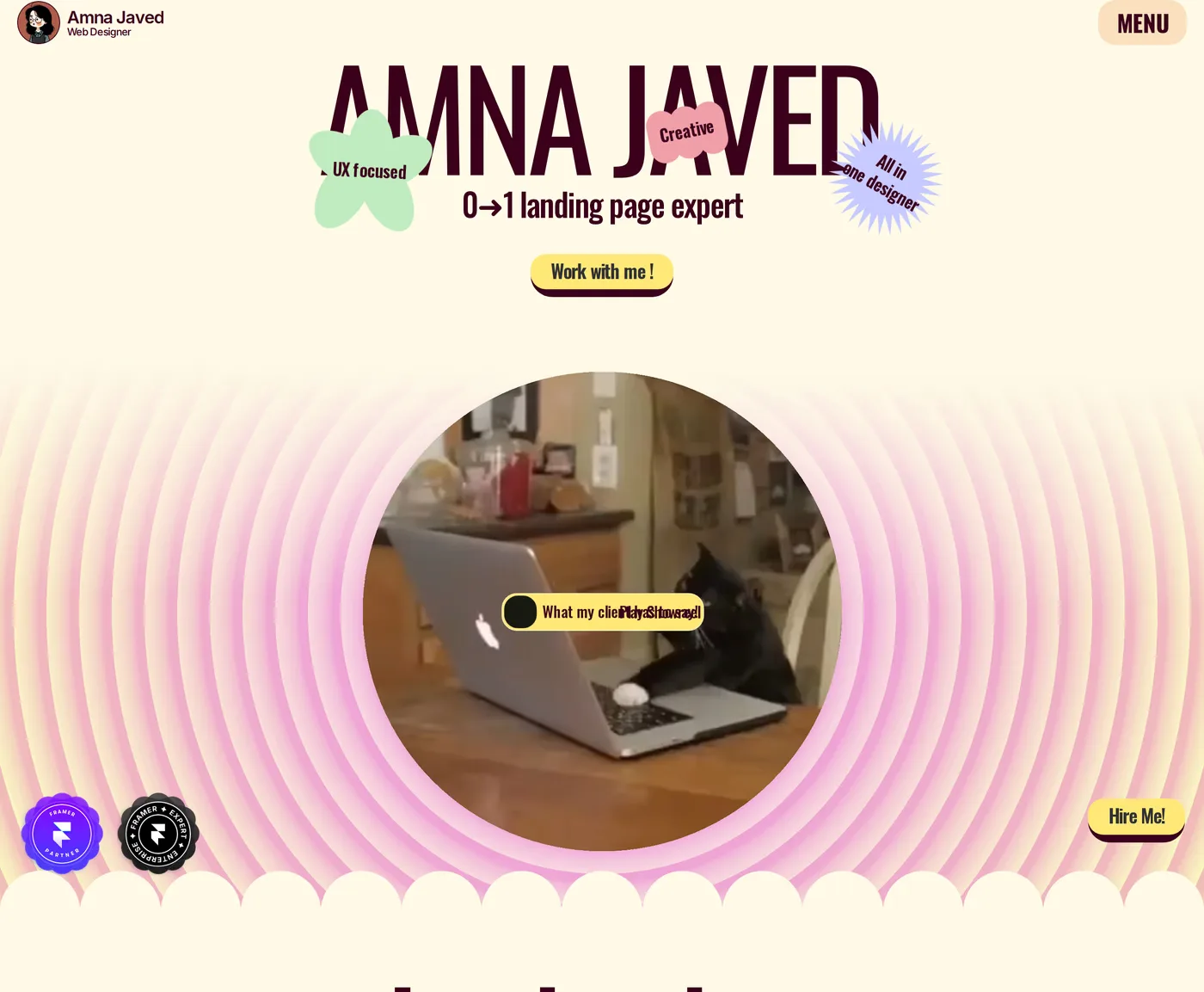 Amna Javed — screenshot of the hero section