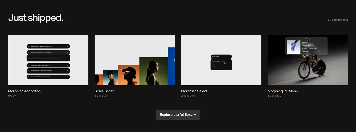 Annnimate — screenshot of the portfolio section
