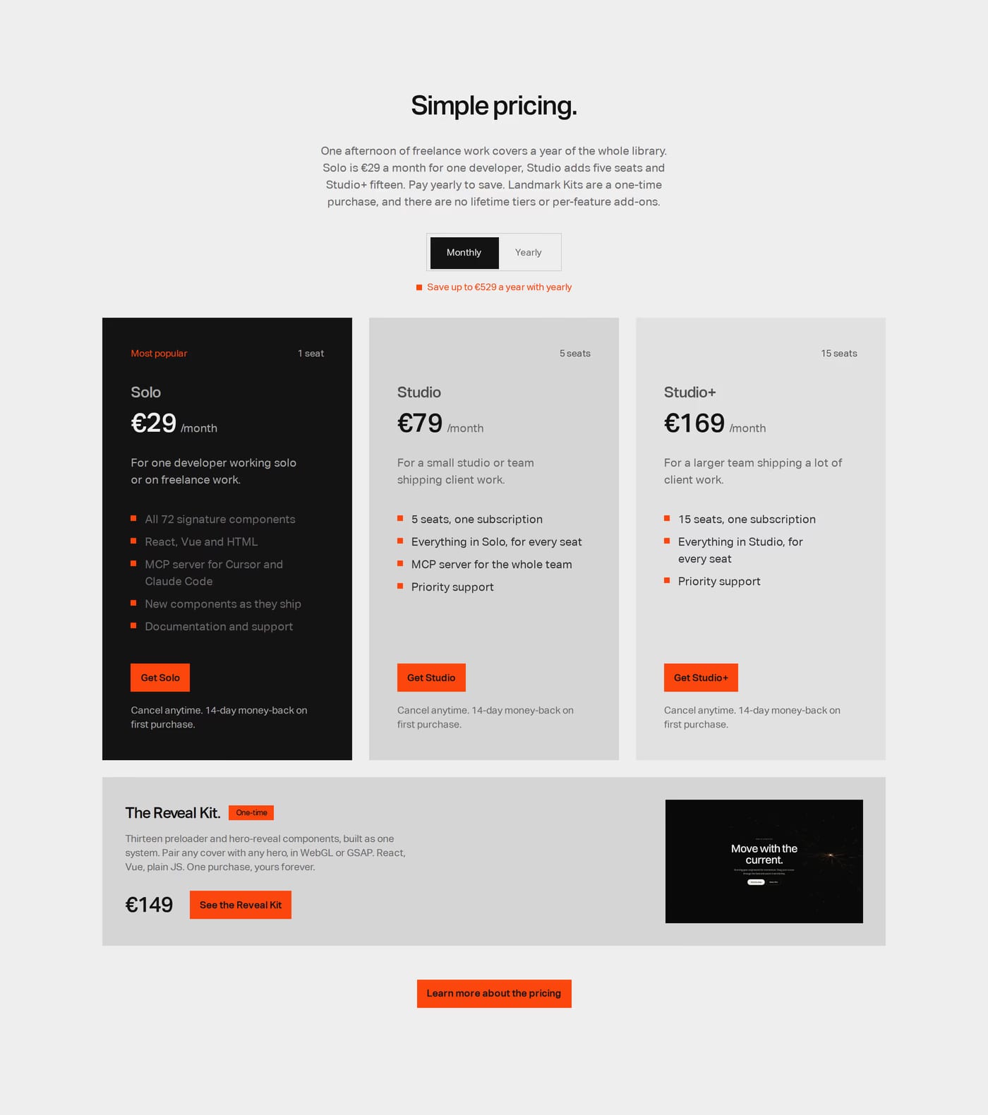 Annnimate Pricing section