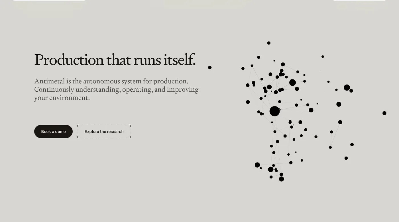 Antimetal — screenshot of the hero section
