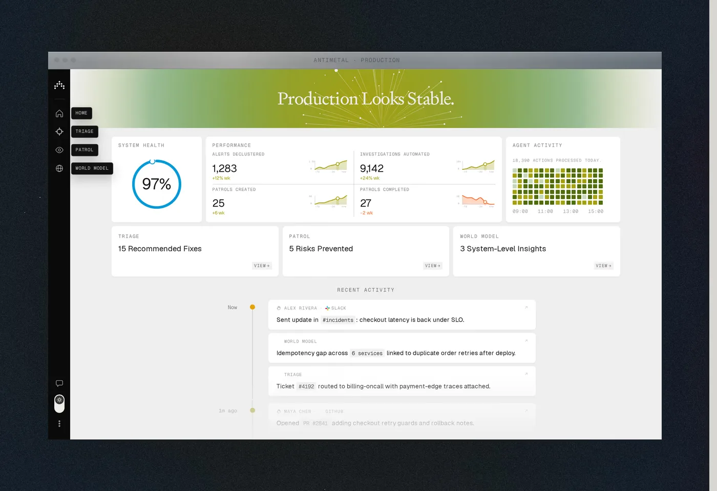 Antimetal — screenshot of the features section