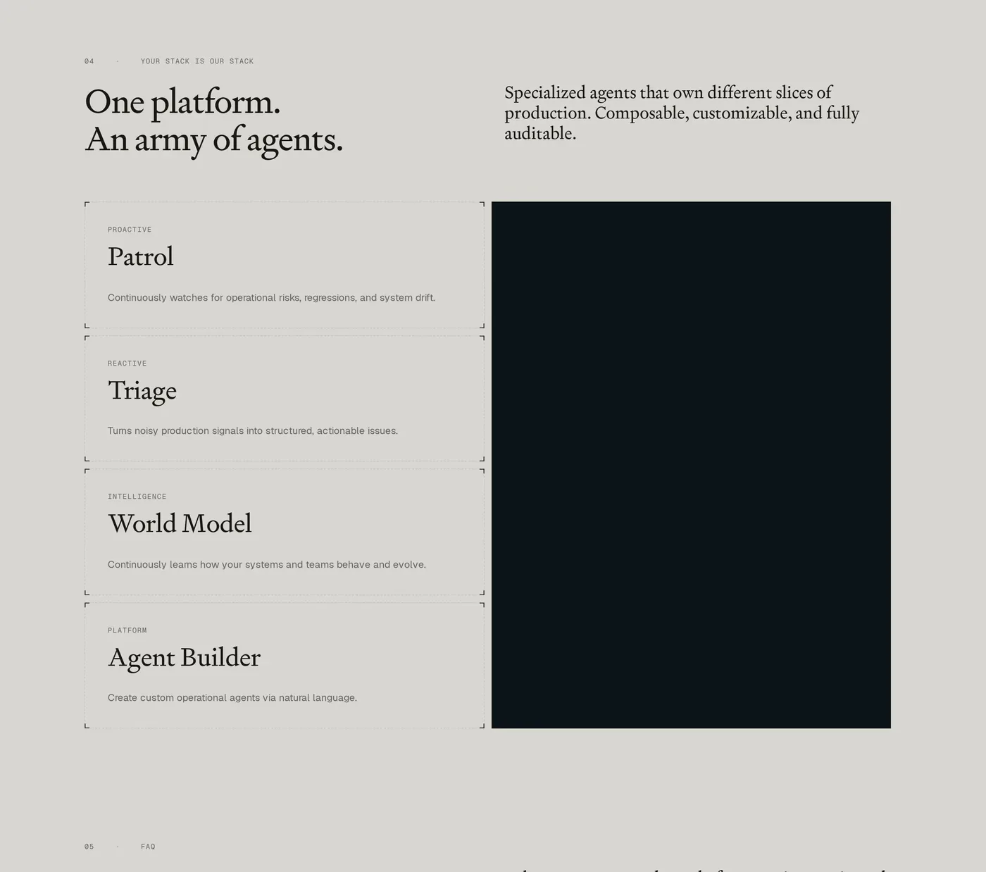Antimetal — screenshot of the features section