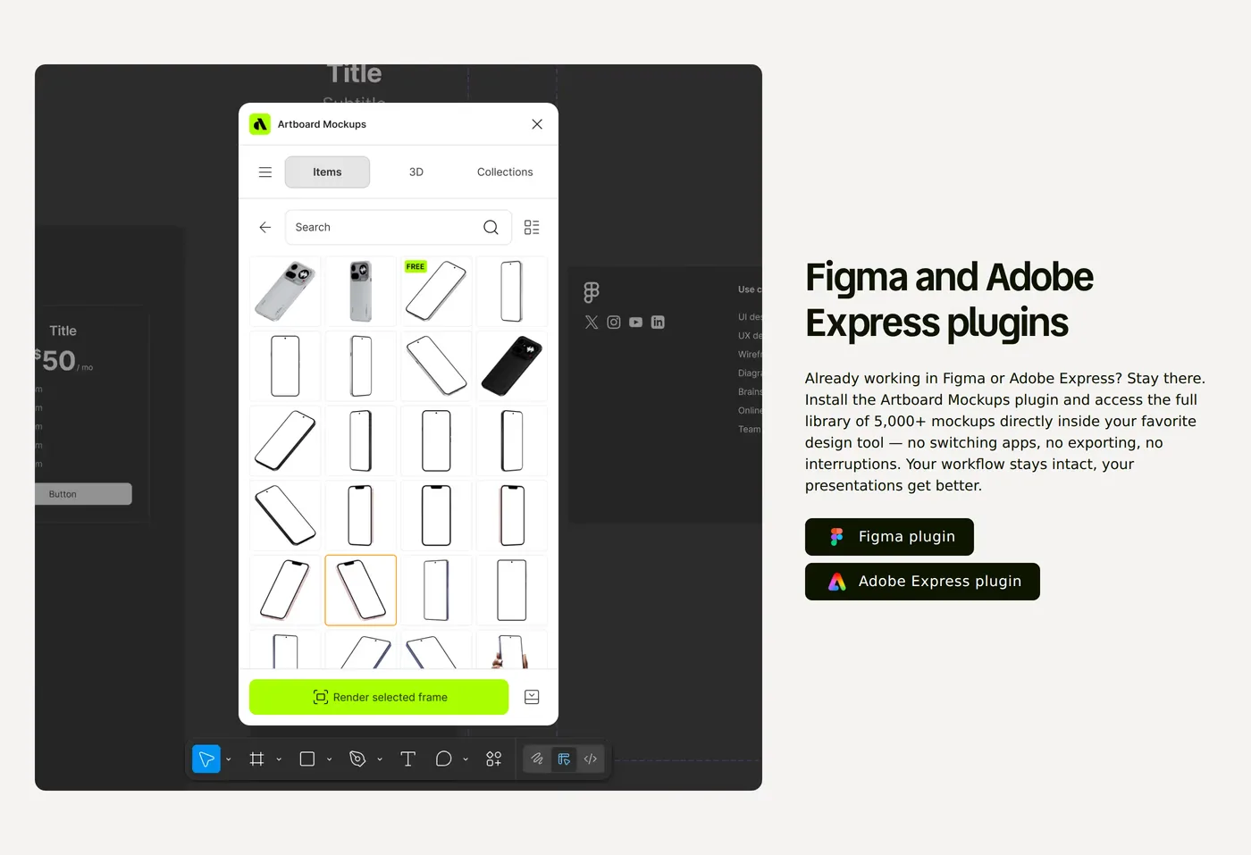 Artboard — screenshot of the features section
