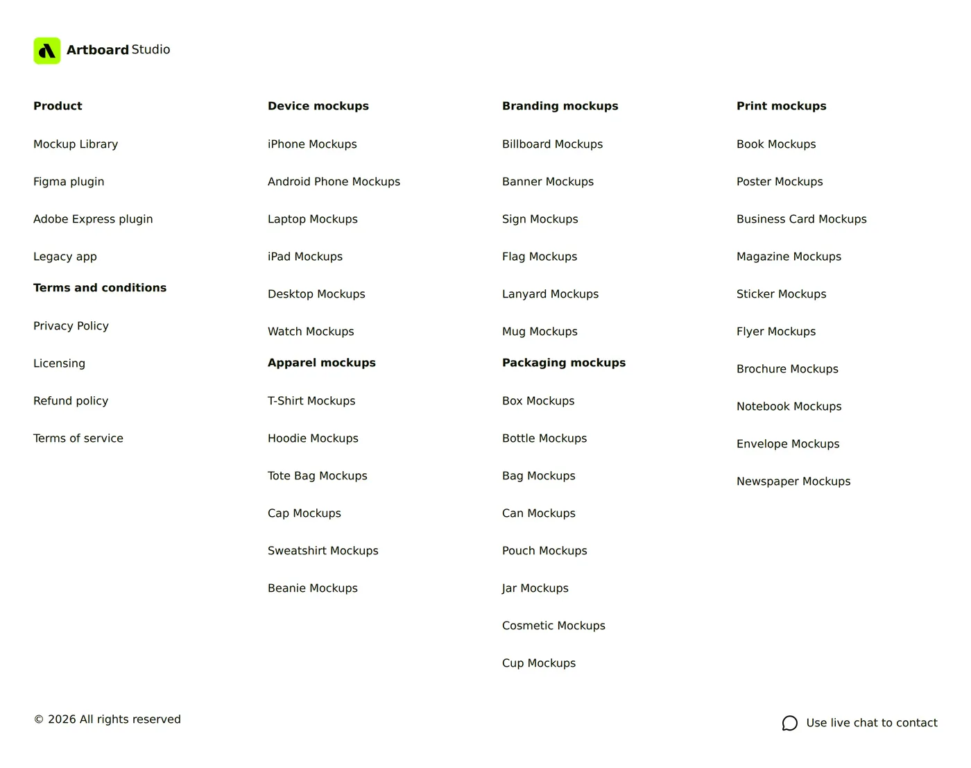 Artboard — screenshot of the footer section