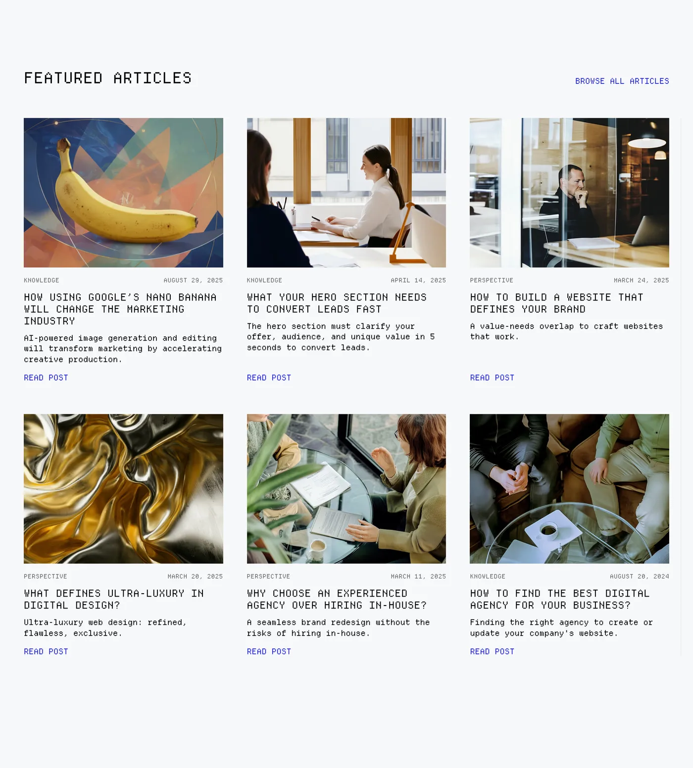 Artifact — screenshot of the blog section