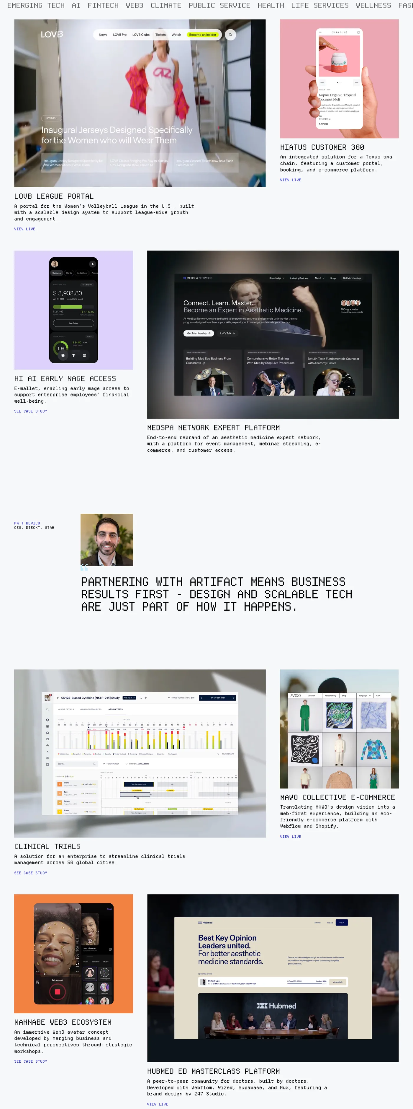 Artifact — screenshot of the portfolio section