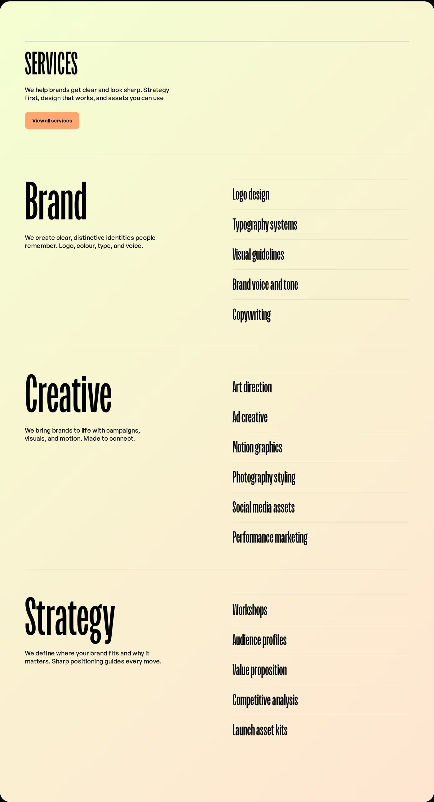 Atlas Studio Services section