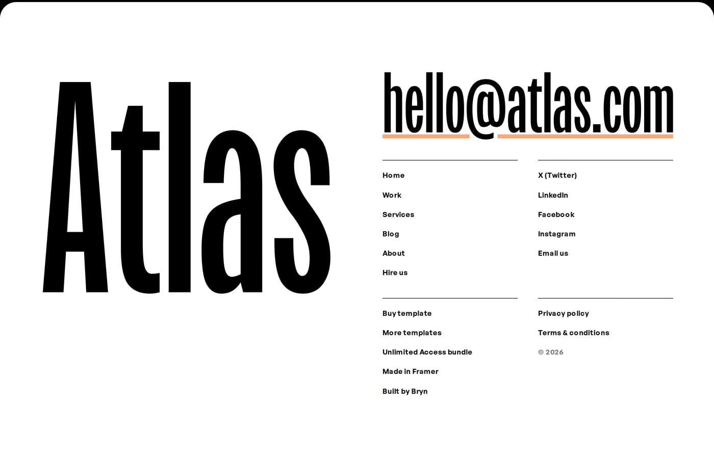 Atlas Studio Footer section