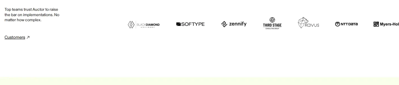 Auctor — screenshot of the logos section