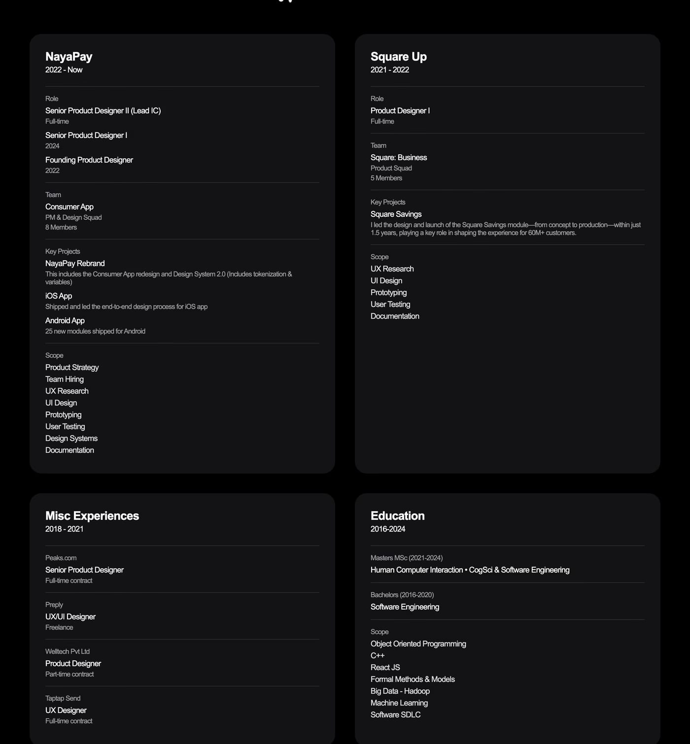 Awais Razzaque — screenshot of the about section