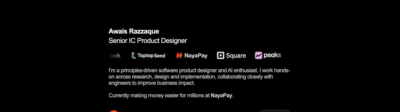 Awais Razzaque — screenshot of the about section