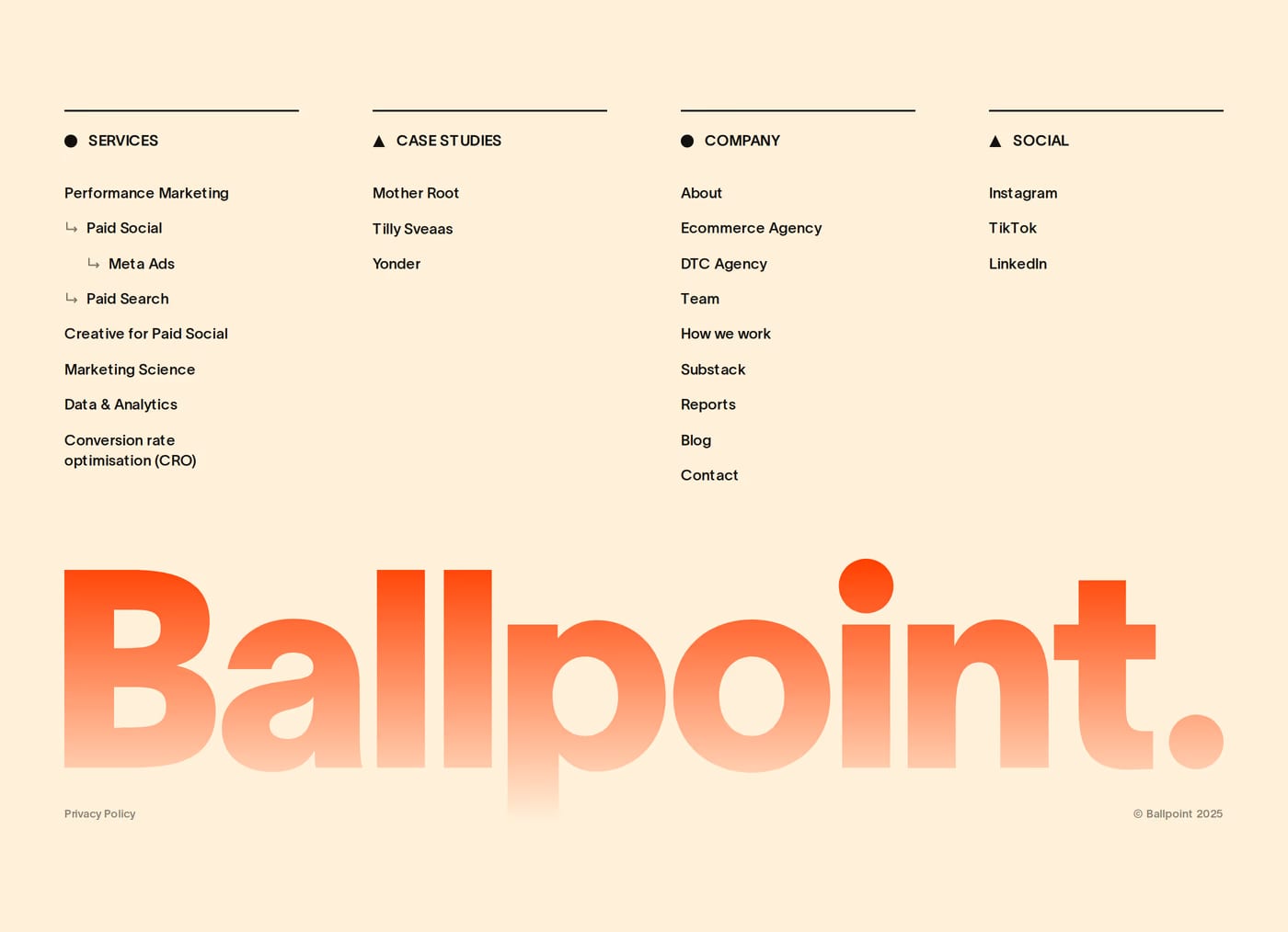 Ballpoint Footer section
